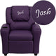 Purple Vinyl |#| Personalized Purple Vinyl Kids Recliner with Cup Holder and Headrest