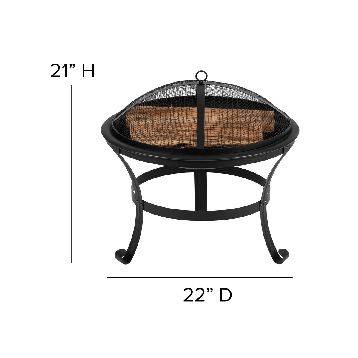 Black |#| Set of 2 Poly Resin Adirondack Rocking Chairs in Black & 22inch Round Fire Pit