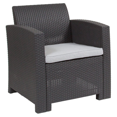 Seneca Faux Rattan Chair with All-Weather Cushion - View 1