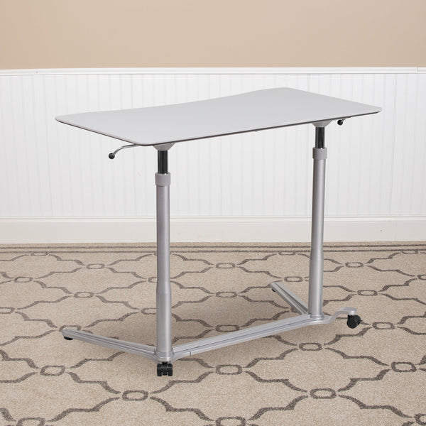 Light Gray |#| Sit/Stand Lt Gray Computer Desk with 37.375inchW Top (Adj Range 29inch - 40.75inch)