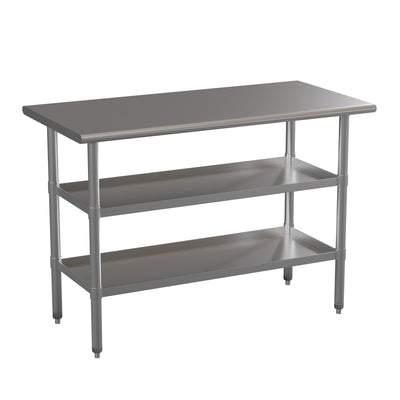 Stainless Steel 18 Gauge Work Table with 2 Undershelves - NSF Certified