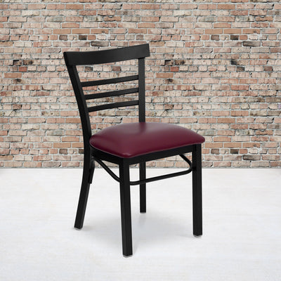 Three-Slat Ladder Back Metal Restaurant Chair