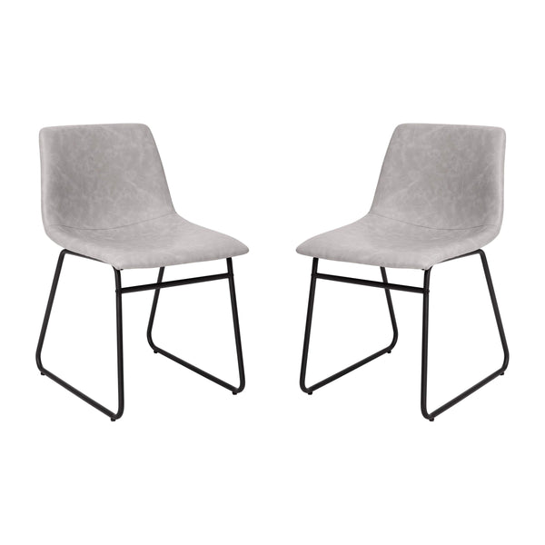 Light Gray LeatherSoft/Black Frame |#| 18 Inch Indoor Dining Table Chairs, Light Gray LeatherSoft/Black Frame-Set of 2