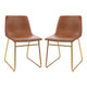 Light Brown LeatherSoft/Gold Frame |#| 18 Inch Indoor Dining Table Chairs, Light Brown LeatherSoft/Gold Frame-Set of 2