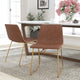 Light Brown LeatherSoft/Gold Frame |#| 18 Inch Indoor Dining Table Chairs, Light Brown LeatherSoft/Gold Frame-Set of 2
