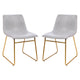 Light Gray LeatherSoft/Gold Frame |#| 18 Inch Indoor Dining Table Chairs, Light Gray LeatherSoft/Gold Frame-Set of 2