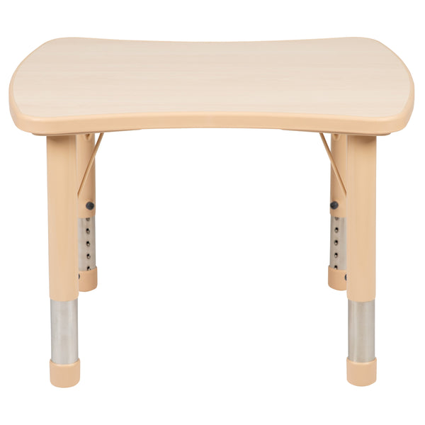 Natural |#| 21.875inchW x 26.625inchL Natural Plastic Adjustable Activity Table-School Table for 4