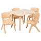 Natural |#| 21.875inchW x 26.625inchL Rectangle Natural Plastic Activity Table Set with 4 Chairs