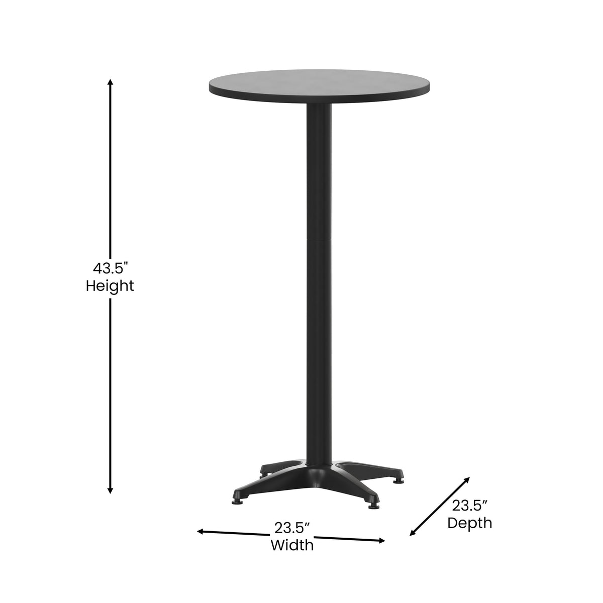 Black |#| 23.25inch Round Aluminum Indoor-Outdoor Bar Height Table with Flip-Up Table - Black