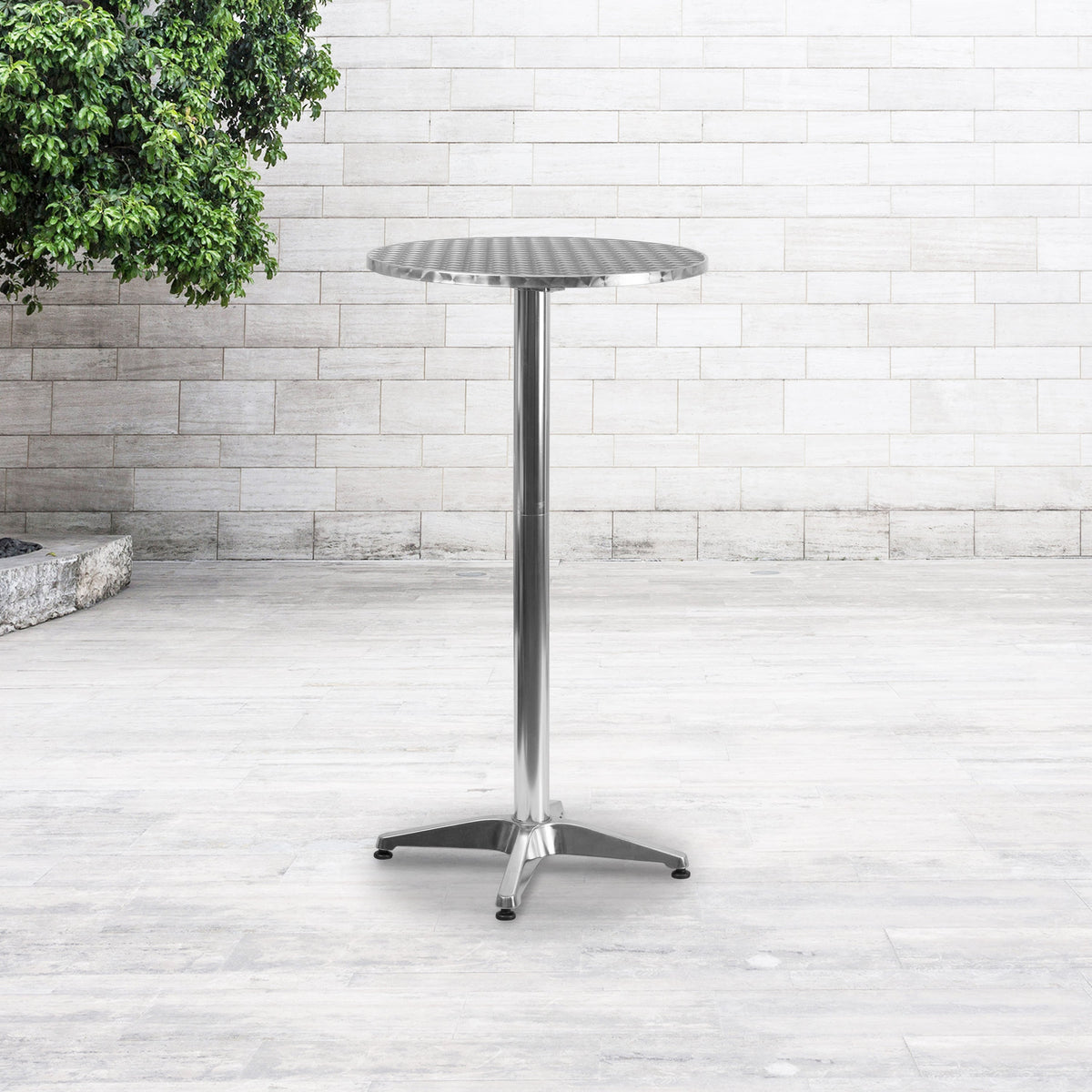 Aluminum |#| 23.25inch Round Aluminum Indoor-Outdoor Bar Height Table with Flip-Up Table