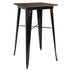 23.5" Square Metal Indoor Bar Height Table with Rustic Wood Top