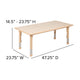 Natural |#| 23.625inchW x 47.25inchL Natural Plastic Adjustable Activity Table-School Table for 6