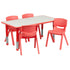 23.625"W x 47.25"L Rectangular Plastic Height Adjustable Activity Table Set with 4 Chairs
