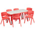 23.625"W x 47.25"L Rectangular Plastic Height Adjustable Activity Table Set with 6 Chairs