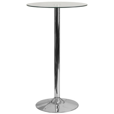 23.75'' Round Glass Table with 41.75''H Chrome Base - View 1