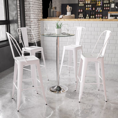 23.75'' Round Glass Table with 41.75''H Chrome Base - View 2
