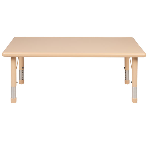 Natural |#| 24inchW x 48inchL Natural Plastic Adjustable Activity Table - School Table for 6