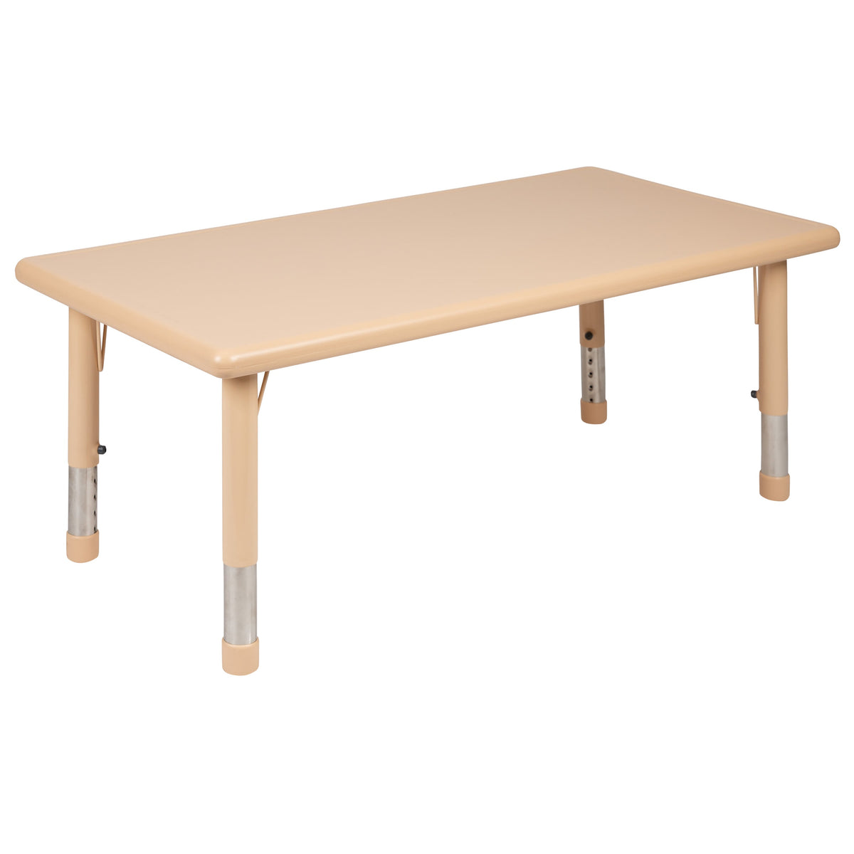 Natural |#| 24inchW x 48inchL Rectangle Natural Plastic Adjustable Activity Table Set - 4 Chairs