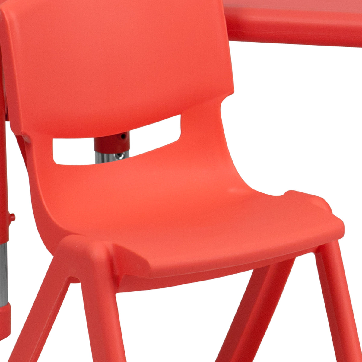 Red |#| 24inchW x 48inchL REC Red Plastic Height Adjustable Activity Table Set - 4 Chairs