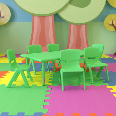 24"W x 48"L Rectangular Plastic Height Adjustable Activity Table Set with 6 Chairs - View 2