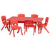 24"W x 48"L Rectangular Plastic Height Adjustable Activity Table Set with 6 Chairs