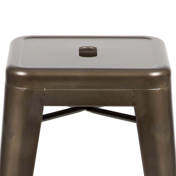 Gun Metal |#| 4 Pack 24inch High Metal Indoor Counter Bar Stool - Stackable Stool, Gun Metal Gray
