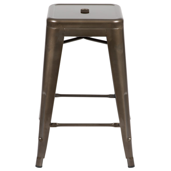 Gun Metal |#| 4 Pack 24inch High Metal Indoor Counter Bar Stool - Stackable Stool, Gun Metal Gray