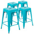 24" High Metal Counter-Height, Indoor Bar Stool - Stackable Set of 4