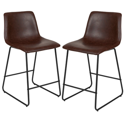 24 Inch Commercial Grade LeatherSoft Counter Height Barstools, Set of 2 - View 1