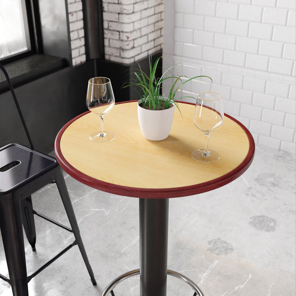24inch Round High-Gloss Cherry & Mahogany Resin Table Top with 2inch Thick Drop-Lip
