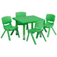Green |#| 24inch Square Green Plastic Height Adjustable Activity Table Set with 4 Chairs