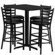 Black Top/Black Vinyl Seat |#| 24inchW x 42inchL Rectangular Black Laminate Table w/ 4 Metal Vinyl Seat Barstools