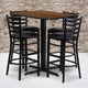 Walnut Top/Black Vinyl Seat |#| 24inchW x 42inchL Rectangular Walnut Laminate Table w/ 4 Metal Vinyl Seat Barstools