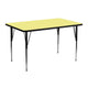 Yellow |#| 24inchW x 48inchL Rectangular Yellow Thermal Laminate Activity Table - Adjustable Legs