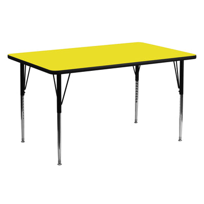 24''W x 60''L Rectangular HP Laminate Activity Table - Standard Height Adjustable Legs