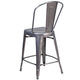 24inch High Clear Coated Indoor Counter Height Stool with Back