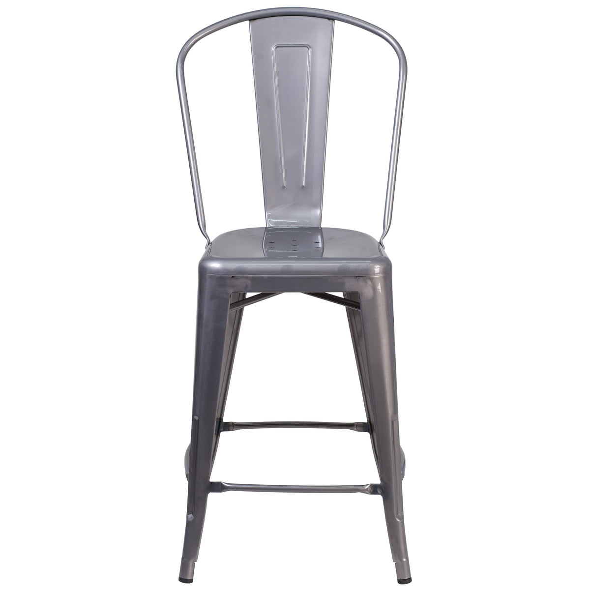 24inch High Clear Coated Indoor Counter Height Stool with Back