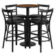 Walnut Top/Black Vinyl Seat |#| 24inch Round Walnut Laminate Table with Round Base & 4 Ladder Back Metal Barstools