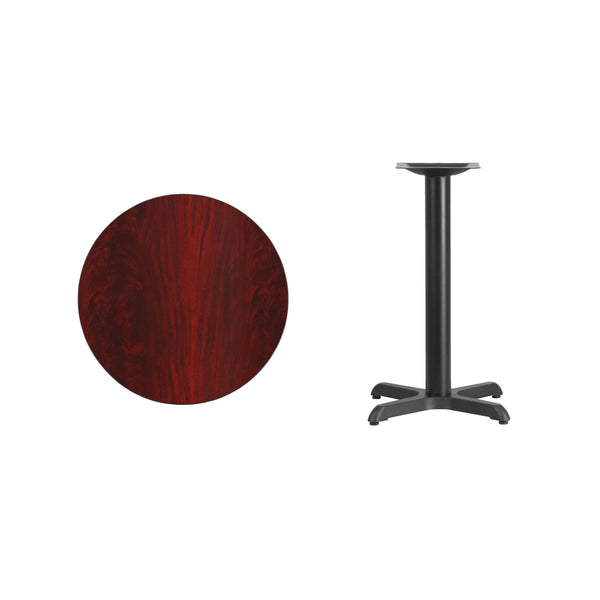 Walnut |#| 24inch Round Walnut Laminate Table Top with 22inch x 22inch Table Height Base