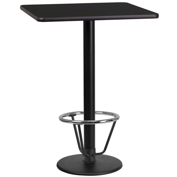 Black |#| 24inch Square Black Laminate Table Top with 18inch Round Bar Height Table Base