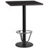 24'' Square Laminate Table Top with 18'' Round Bar Height Table Base and Foot Ring