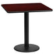 Mahogany |#| 24inch Square Mahogany Laminate Table Top with 18inch Round Table Height Base