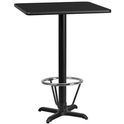 24'' Square Laminate Table Top with 22'' x 22'' Bar Height Table Base and Foot Ring