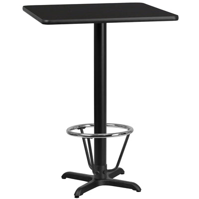 24'' Square Laminate Table Top with 22'' x 22'' Bar Height Table Base and Foot Ring - View 1