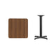 Walnut |#| 24inch Square Walnut Laminate Table Top with 22inch x 22inch Table Height Base