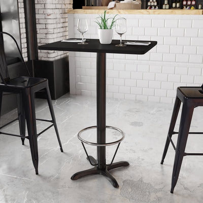 24'' x 30'' Rectangular Laminate Table Top with 22'' x 22'' Bar Height Table Base and Foot Ring