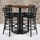 Walnut Top/Black Vinyl Seat |#| 24inch x 42inch Rectangular Walnut Laminate Table with 4 Ladder Back Metal Barstools