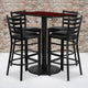 Mahogany Top/Black Vinyl Seat |#| 24inch x 42inch Rectangular Mahogany Laminate Table w/ 4 Ladder Back Metal Barstools