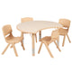 25.125inchW x 35.5inchL Crescent Natural Plastic Adjustable Kids Table Set - 4 Chairs
