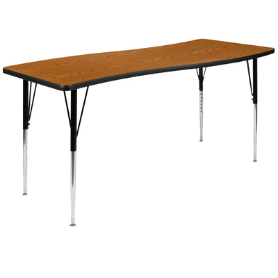 26"W x 60"L Rectangle Wave Flexible Collaborative Thermal Laminate Activity Table - Standard Height Adjustable Legs - View 1